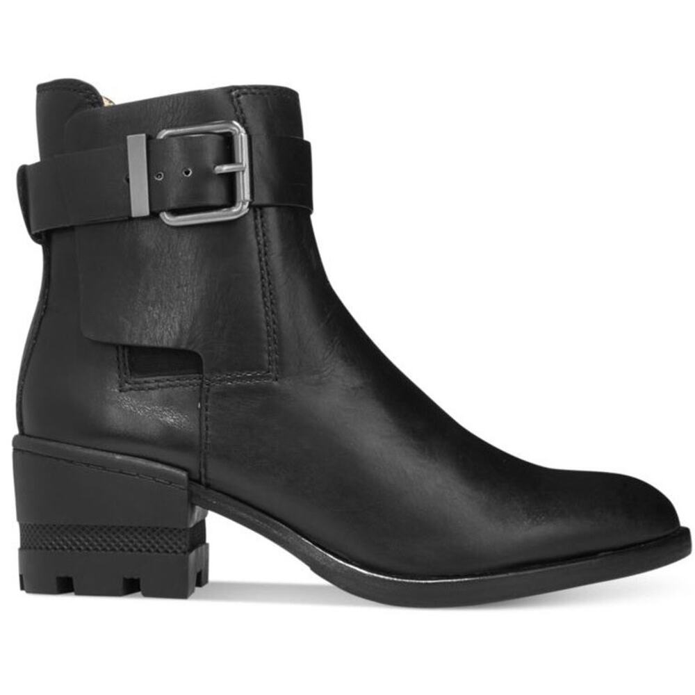 Carolina Espinosa Conner Lug Black Leather Boots Booties Chunky Heel 7.5 $365